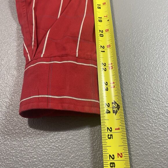 Vintage STEEPLE CHASE Shirt Plaid Long Sleeve Button Down 100% Cotton Mens S Red - Picture 8 of 10